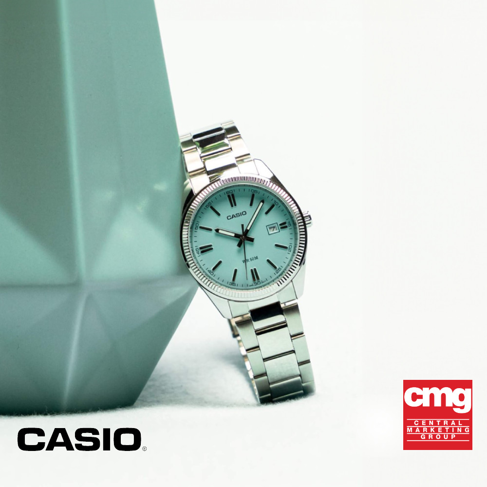 CASIO นาฬิกาข้อมือ CASIO รุ่น MTP-1302PD-2A2VEF วัสดุสเตนเลสสตีล สีฟ้าอมเขียว