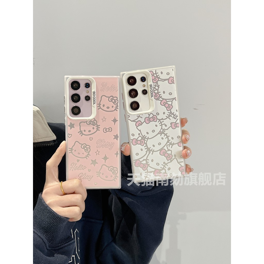 เหมาะสําหรับ Samsung s24ultra เคสโทรศัพท์ S24FE Plus s23plus Niche a55 น่ารัก note20ultra เทพธิดา s21 สิบ S22 สไตล์เกาหลี s20 สีชมพู a52a53u22 + hellokitty