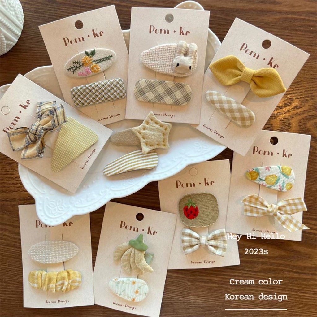 2 ชิ ้ น/set กิ ๊ บผ ้ าสีครีมเกาหลีกิ ๊ บติดผมเด ็ ก BB Hairpin
