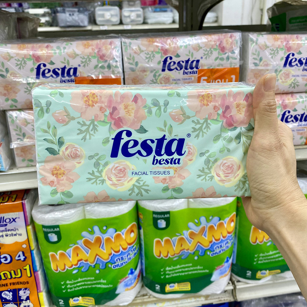 [1แพ็ค/6ห่อ] เฟสต้า กระดาษเช็ดหน้า ซอฟท์แพ็ค 150แผ่น กระดาษทิชชู่ Festa Besta Facial Tissue