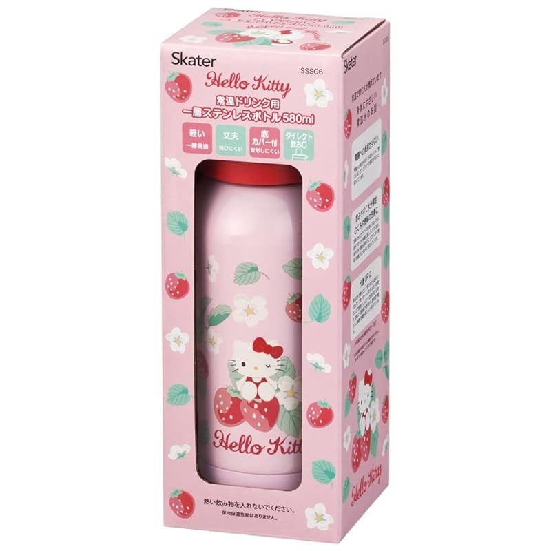 [Direct from Japan]Skater Stainless Bottle 580ml Hello Kitty Flower Language Sanrio SSSC6-A, one-layered, for normal temperature, for healthy drinks.