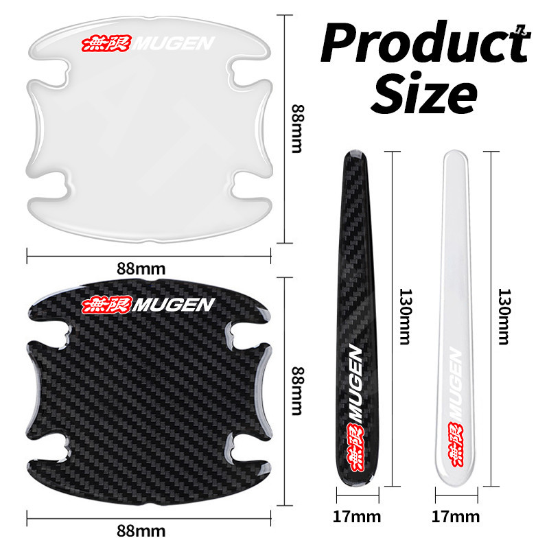 4/8ชิ้น Honda Mugen แผ่นติดมือจับประตูรถยนต์ กันรอยขีดข่วนสีฟิล์มตอนเปิดสติกเกอร์ตกแต่งรถยนต์ ป้องกันรอย ติดรถ ที่จับ ของแต่งรถยนต์ สำหรับ Honda civic 11th gen fd fc eg fk HRV Jazz City Mugen Fit Vezel Accord BRV WRV Stream ราคา ถูกที่สุด ดีลบีเคเค แกลเลอรีภาพที่ 3