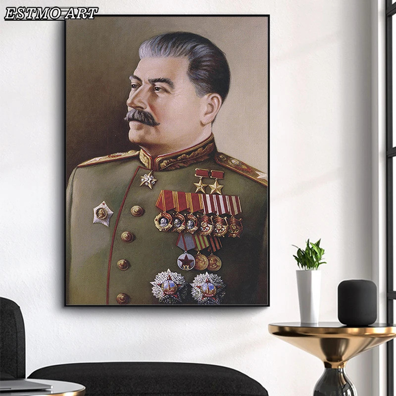 ภาพวาดผ้าใบ Joseph Stalin Portrait HD ภาพวาดตกแต่ง Wall Art ภาพสแกนดิเนเวียสําหรับห้องนั่งเล่นภาพคนด