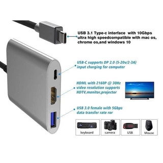 อะแดปเตอร์แปลง Type C USB-C 3.1 Thunderbolt 3 to HDMI 4K USB-C Hub สําหรับ Macbook Ipad Pro