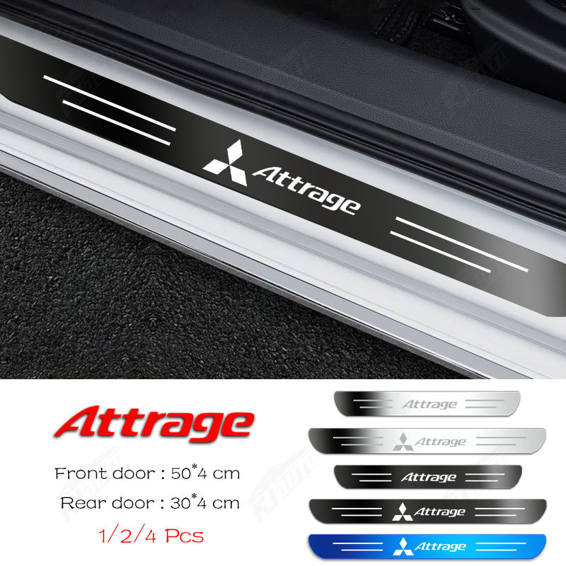 Mitsubishi Attrage High-End Custom Metal Sill Protector Scratch-Resistant Dirt-Proof สแตนเลสรถสติกเกอร์ป้องกันประตูรถอุปกรณ์ตกแต่งรถยนต์สําหรับ Attrage G4 CA CB CC