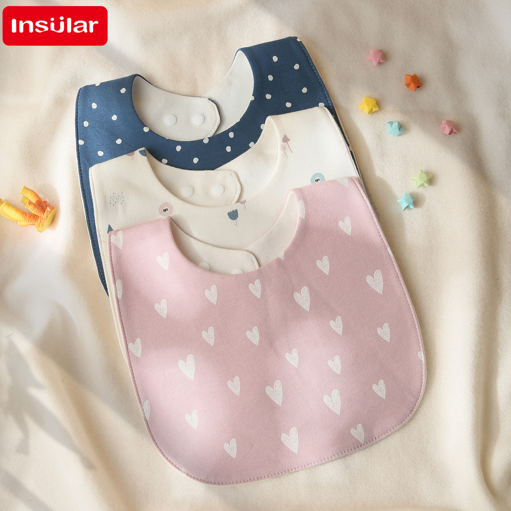 Insular Baby ผ้ากันเปื้อนกันน้ํา ผ้าขนหนูน้ําลายรูปตัว U ผ้ากันเปื้อนอาหารเด็ก ผ้าฝ้ายเด็ก กันน้ํา คายนม กระเป๋าข้าว