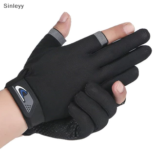 Nle ฤดูร้อนผู้ชายถุงมือตกปลาผู้หญิงสองนิ้วตัดชายหน้าจอสัมผัส Angling Anti-Slip Sun-Proof Breathable ขี่จักรยานฟิตเนสถุงมือ N