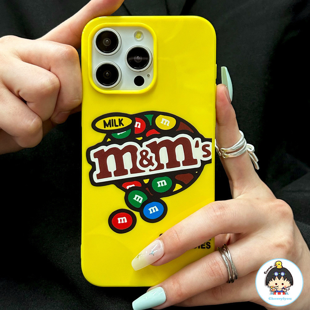 การ์ตูนสร้างสรรค์ M & Ms Graffiti Glossy เคสโทรศัพท์สําหรับ IPhone 11 15 14 13 12 Pro Max X XR XS Max 8 7 Plus Ultra Thin กันกระแทก Soft TPU ฝาหลัง