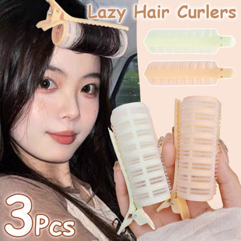 พลาสติกดัดผมแบบมีกาวในตัว-เครื่องมือ ทําเอง จัดแต่งทรงผม - รากผมปุยคลิป-อากาศเรียบกิ๊บดัดผม-แบบพกพา, นํากลับมาใช้ใหม่, ไม่มีความร้อน - 1/3ชิ้นขี้เกียจผมกล
