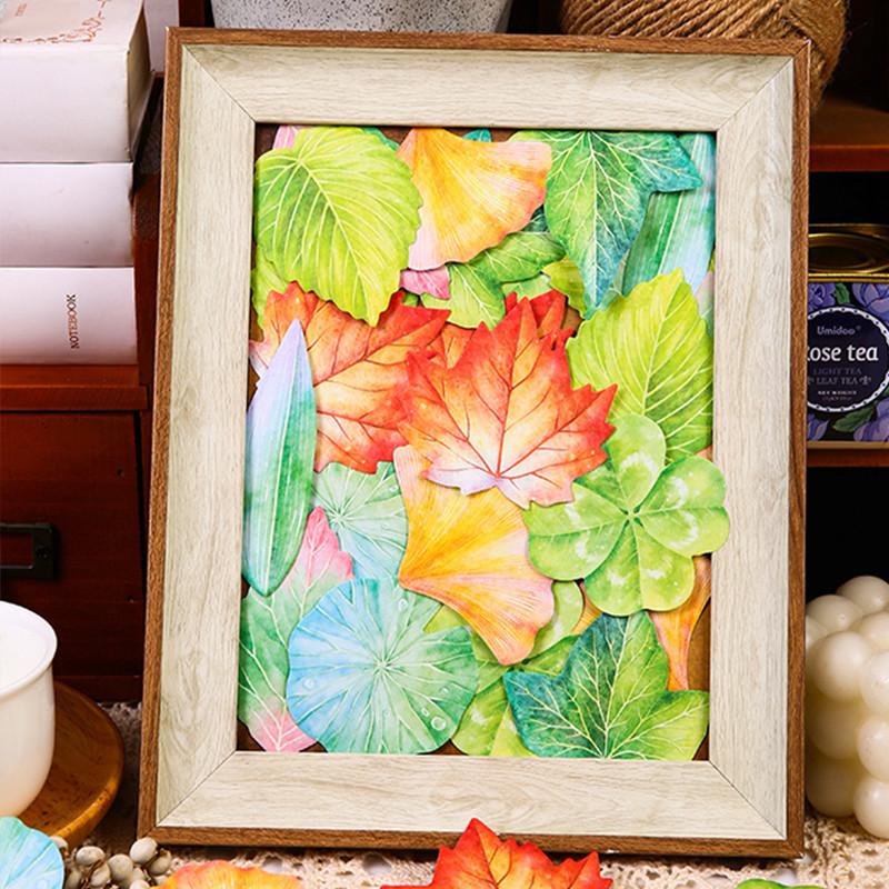 30แผ่นจําลองใบรูปร่างเหนียวบันทึกโรงเรียนสํานักงานแบบพกพาใบสไตล์แผ่นบันทึก