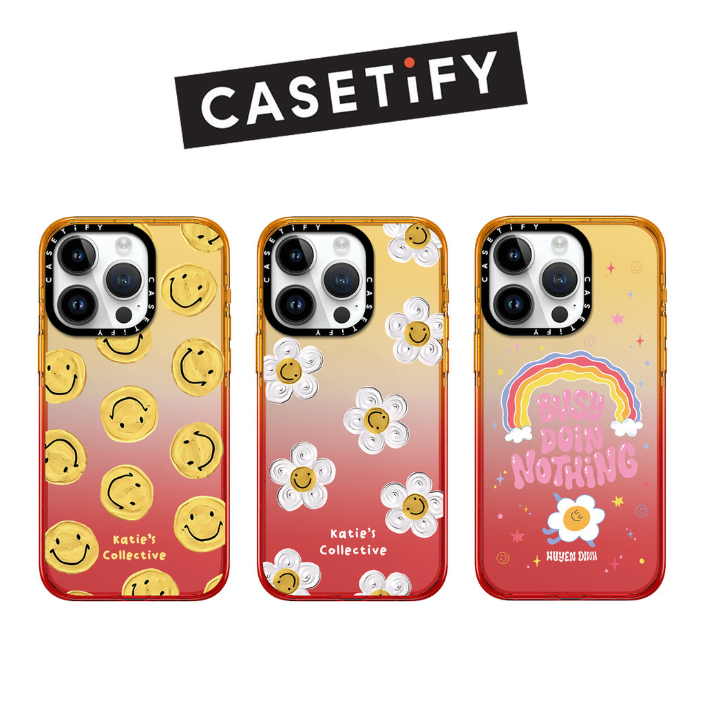 พีชสีชมพูสีเหลืองยิ้มเดซี่เคสโทรศัพท์สําหรับiphone 15Pro Max 15Pro 15 14 13 12 11 Pro Maxครอบคลุมเต็มรูปแบบกันกระแทกปกแข็ง