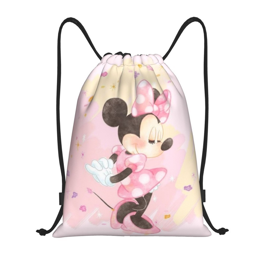 [ในสต็อก] Minnie Gym Sack Bag Sport Drawstring Backpack Bag for Gym Shopping Sport Yoga Outdoor Port