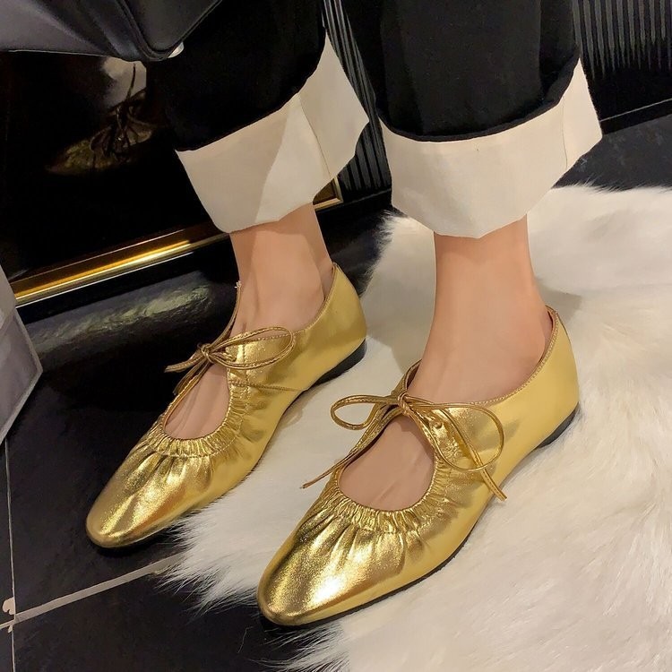 ผู้หญิงรองเท้าแบน Mary Jane Soft-Soled รองเท้า PU Slip-On