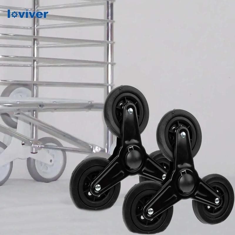 [Loviver] 2 ชิ้นพับร้านขายของชํารถเข็นยาง Tri Wheels ยูทิลิตี้รถเข็นบันไดล้อ