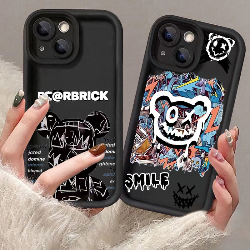 สําหรับ Xiaomi Redmi หมายเหตุ 13 11 12 Pro Plus 5G Turbo 3 12S 11S 10S 10 9S 9 Pro Redmi 12 12C 10C 13C แบรนด์อินเทรนด์ Doodle การ์ตูน Smile Bear Matte ซิลิโคนกันกระแทกปกอ่อน