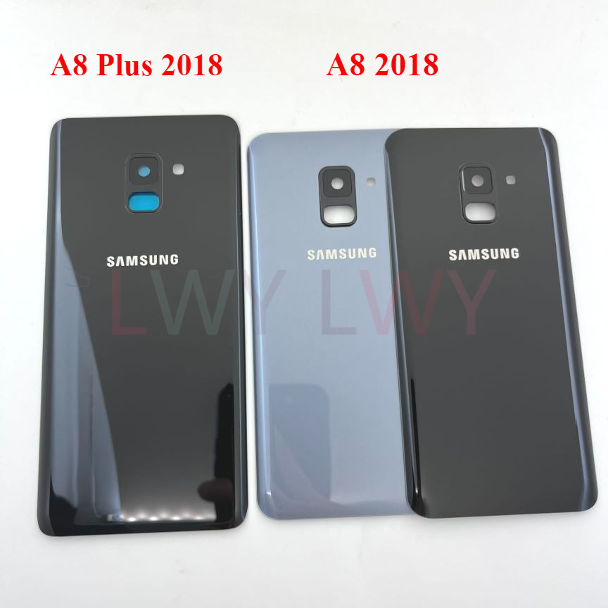 สําหรับ SAMSUNG Galaxy A8 2018 A530 A530F A8 plus A730 แก้วแบตเตอรี่ด้านหลังประตูกรณีปกหลังพร้อมเลนส์กล้องอะไหล่