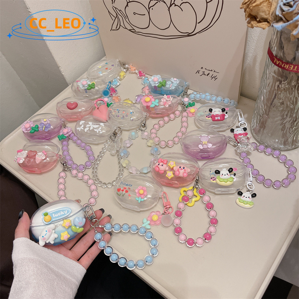 For OPPO Enco Air3 Pro Clear Soft Case Cartoon Sanrio Pendant Shockproof Shell Case OPPO Enco Air3 Pro Transparent Cover Creative Confectionery Bracelet