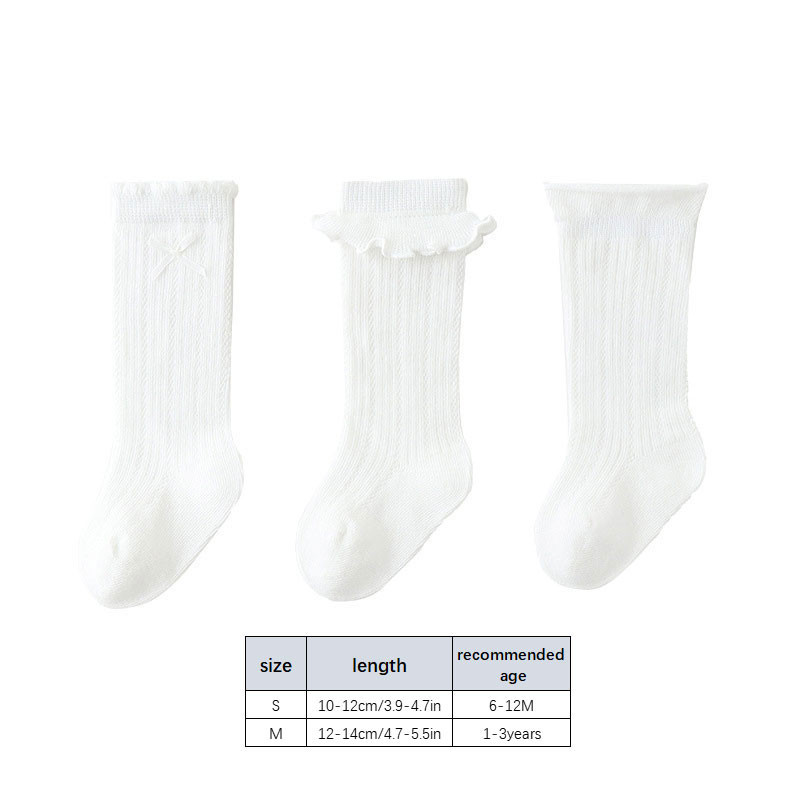 3คู่/ถุงลูกไม้น่ารักเด็กถุงเท้ายาวสีขาวบริสุทธิ์ตาข่ายระบายอากาศเด็กวัยหัดเดินสาวลูกวัวถุงเท้าฤดูร้อนสบายผ้าฝ้ายสาวถุงเท้า - รูปที่ 7