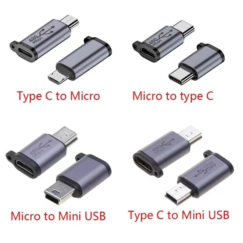 Micro USB Mini USB Type-C iOS อะแดปเตอร์ชายหญิง Converter ข้อมูล Sync ชาร์จสําหรับ Xiaomi Samsung โทรศัพท์มือถืออะแดปเตอร์ USB C ปลั๊ก Transfer แปลง