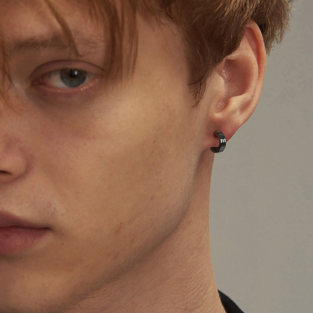 Vnox ต่างหู Huggyแบบห่วงขอบสแตนเลสคู่ Vnox สําหรับผู้ชาย Boy - รูปที่ 2