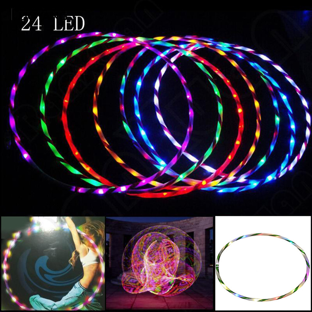 Lus-24-led สีสัน 90 ซม.กระพริบ Hula Fitness Hoop กีฬาลดน้ําหนักเครื่องมือ