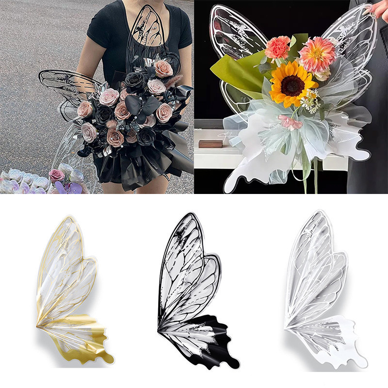 คริสตัลปีกผีเสื้อกระดาษทําด้วยมือ DIY ดอกไม้ห่อวัสดุ Bundle Party ตกแต่งเครื่องมือ