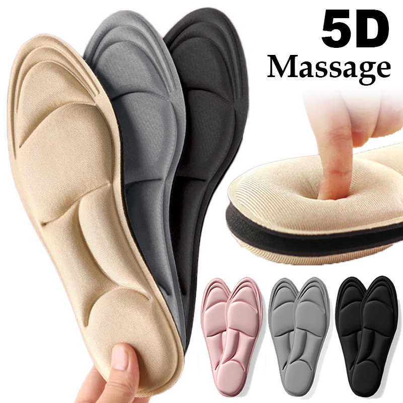 4 ชิ้น 5D กีฬา Super Soft สูง-ส้นเบาะ Shock Absorption ความเจ็บปวดป้องกันเหงื่อระงับกลิ่นกายนุ่ม