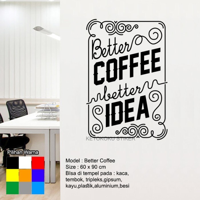 Cafe Glass Sticker Cutting Cafe Wall Sticker Coffee Idea Coffee - สีดํา, M 30x45 cm