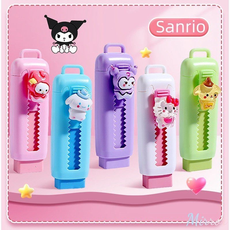 Sanrio Push-pull ยางลบ Capybara การ์ตูน Macaron สียางลบ Telescopic Kawaii เด็กดินสอยางลบเครื่องเขียนนักเรียน M