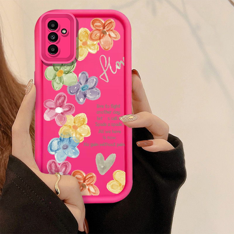 SAMSUNG แฟชั่นดอกไม้ที่มีสีสันเคสโทรศัพท์สําหรับsamsung Galaxy A13 A12 A14 A15 A20 A30 A21S A22 5G M