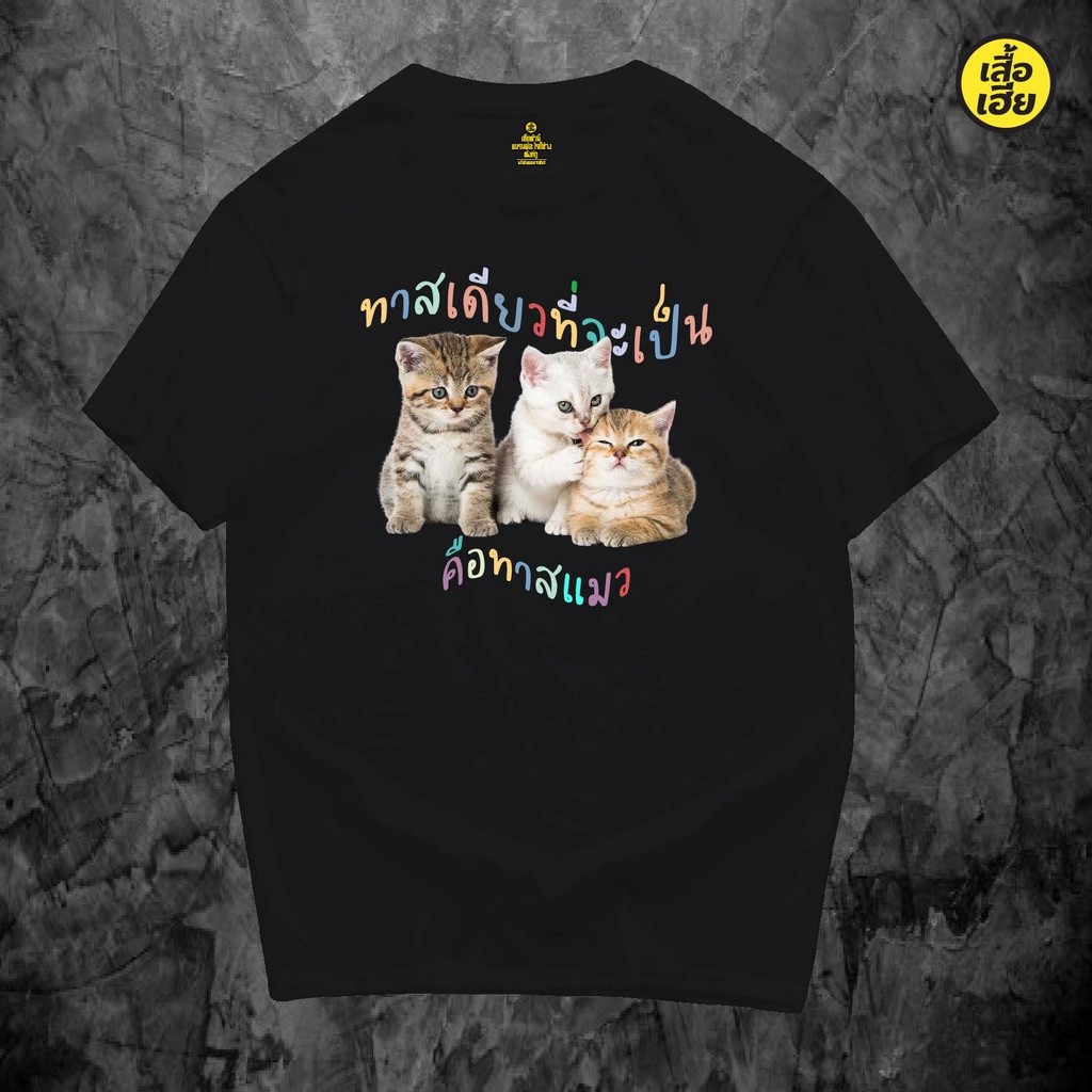 (สาม ลูกแมว) เสื้อยืดน่ารัก ผ้าใส่สบาย สไตล์เรียบง่าย ใส่ทํางานหรือโรงเรียนได้