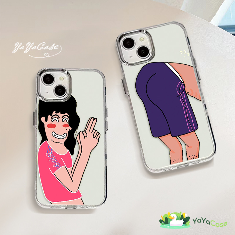 🦢【Couple Case】สำหรับ เคสไอโฟน11 13 16 14 15 12 PRO MAX X XR XS MAX 7 8 PLUS Funny คู่ตลก โปร่งใสขั้นสูงกรอบรูปโลหะเคส