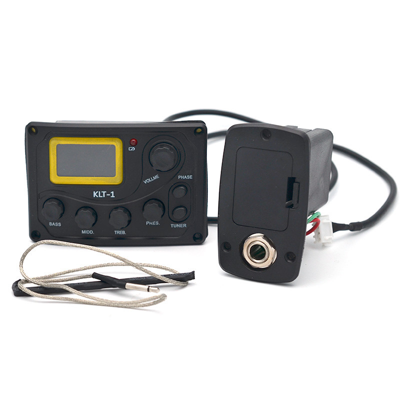 4 Band KLT-1 อะคูสติกกีตาร์เบส EQ Equalizer พร้อมดิจิตอล Procedding Tuner กีตาร์ Pickup