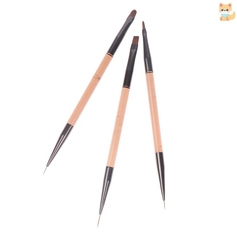 [VI] 3 ชิ้น Double Ended 7/9/11 มิลลิเมตร Liner ภาพวาดแปรงเล็บแบนรอบวาดดอกไม้ DIY กลีบปากกาเครื่องมือ TH