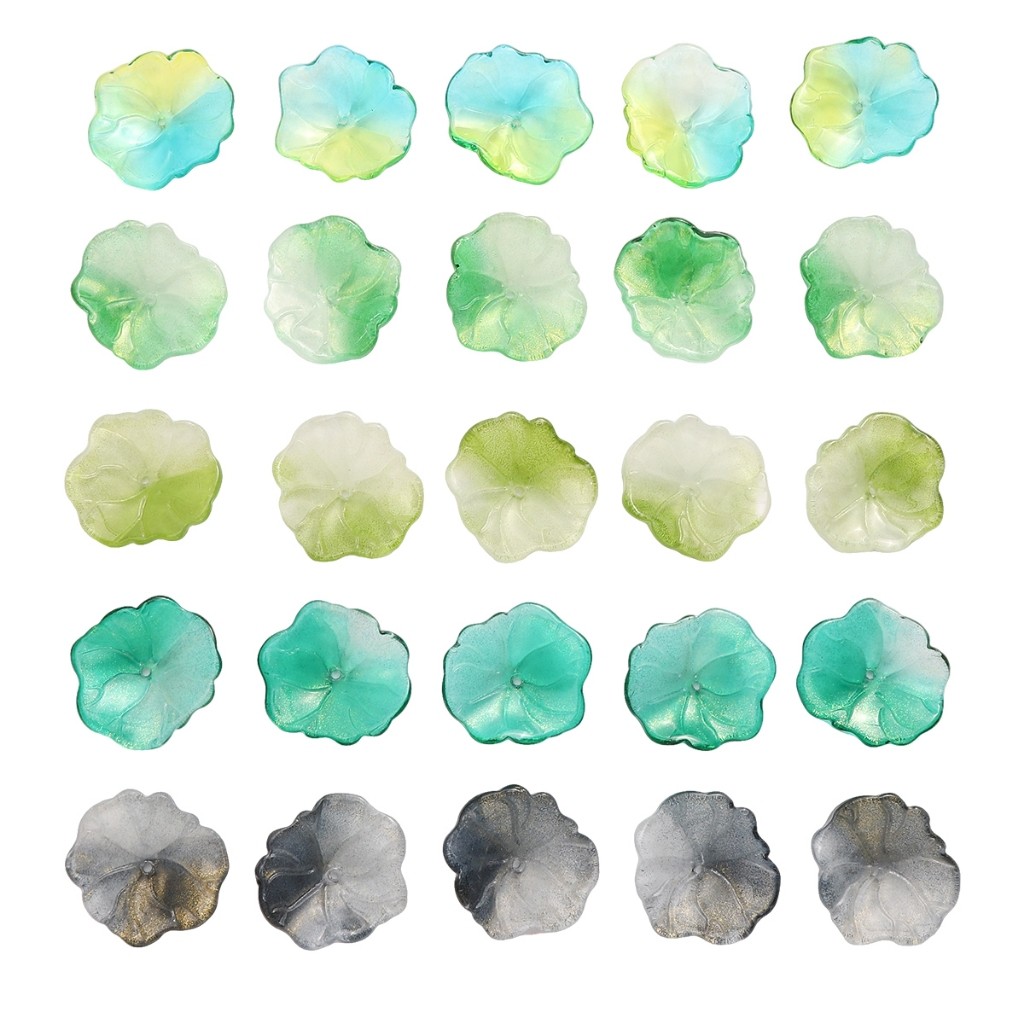 5 ชิ้น [22x25 มม.] แก้วใบบัวลูกปัดใสใบลูกปัดอุปกรณ์เสริม DIY Handmade