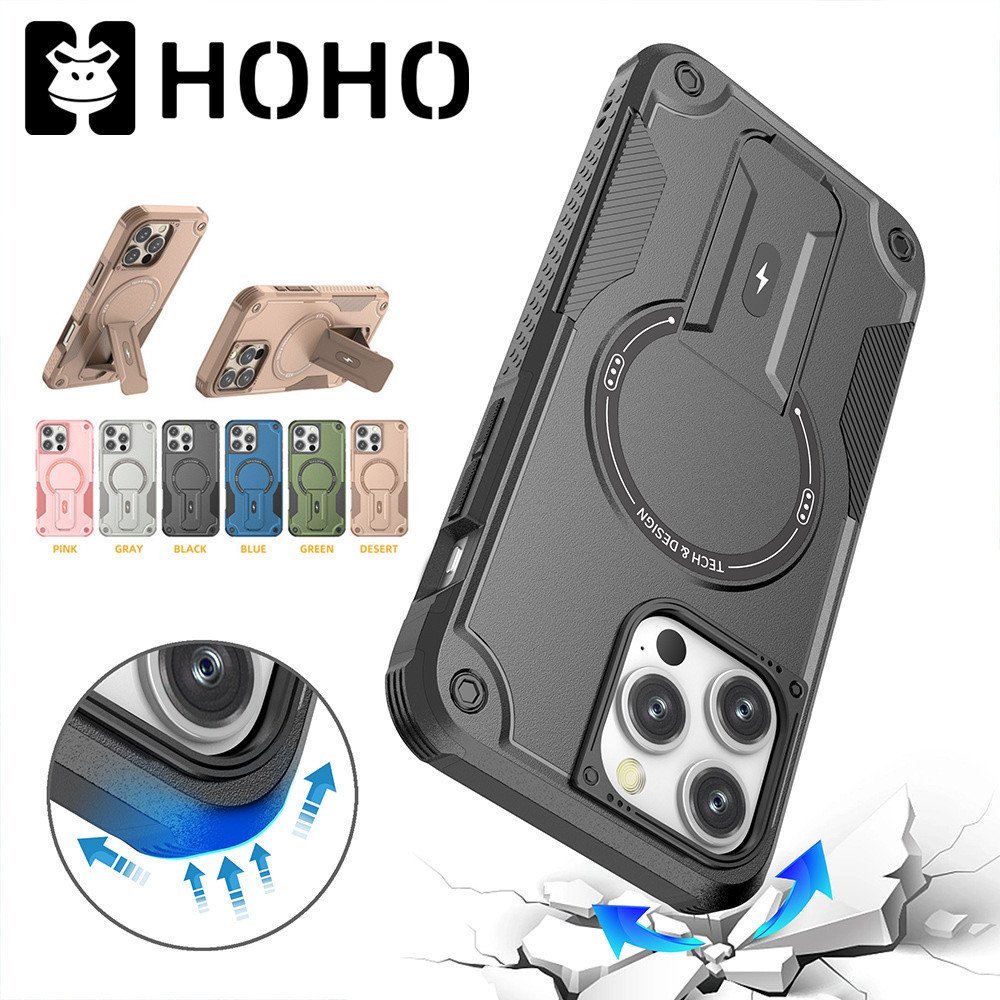 Hoho เคสกันกระแทก iPhone 11-16e แม่เหล็ก ตั้งได้ ปกป้องรอบด้าน