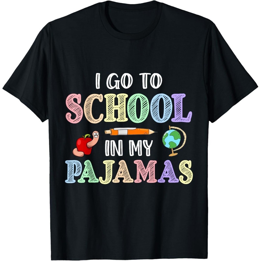 I Go To School In My Pyjamas Home School Online Virtual T-Shirt