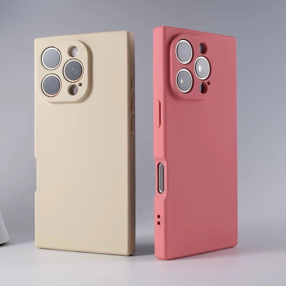 【สแควร์เชลล์ Matte soft case/สีชมพู】เคส เคส เข้ากันได้กับ iPhone 16 15 14 13 12 11 pro max case