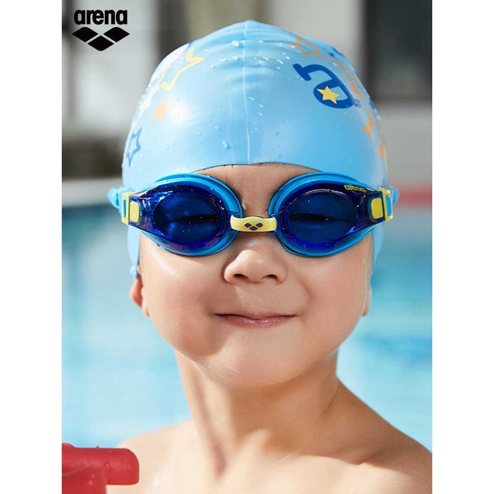 ชุดแว่นตาว่ายน้ำและหมวกว่ายน้ำสำหรับเด็ก Arena กันน้ำความละเอียดสูง ป้องกันหมอกและป้องกันรังสียูวี