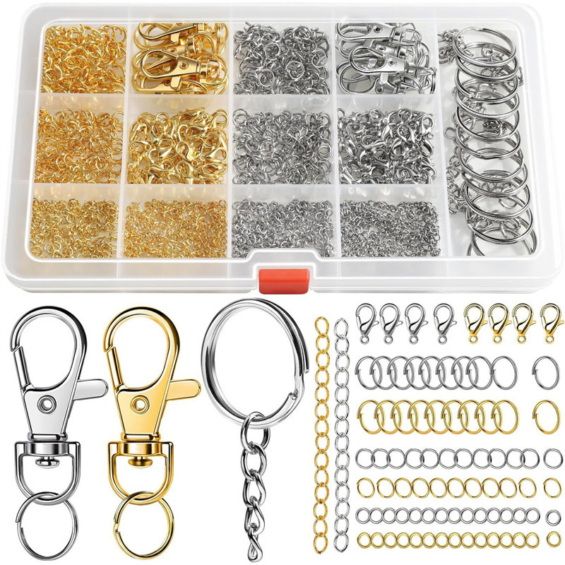 968pcs พวงกุญแจทําชุด Key Chain คลิปแหวน Lanyard Hooks Lobster Claw Clasps กระโดดแหวนสําหรับ Key Chain ทําเครื่องประดับ DIY
