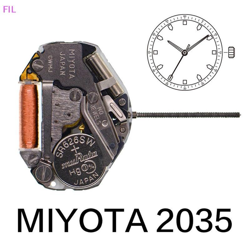 FIL 2035 การเคลื่อนไหว Miyota 2035 ควอตซ์นาฬิกาสามมือปฏิทินซ่อมชิ้นส่วนปฏิทินขายร้อนคุณภาพสูงอุปกรณ์เสริม