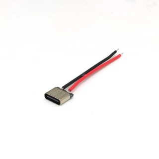 Type-c 2P ที่ยึดหญิงพร้อมลวดลวดเชื่อม TYPE กันน้ําแนวตั้งหูผู้ถือจุดบัดกรี USB หัวหญิงพอร์ตชาร์จไฟฟ้า