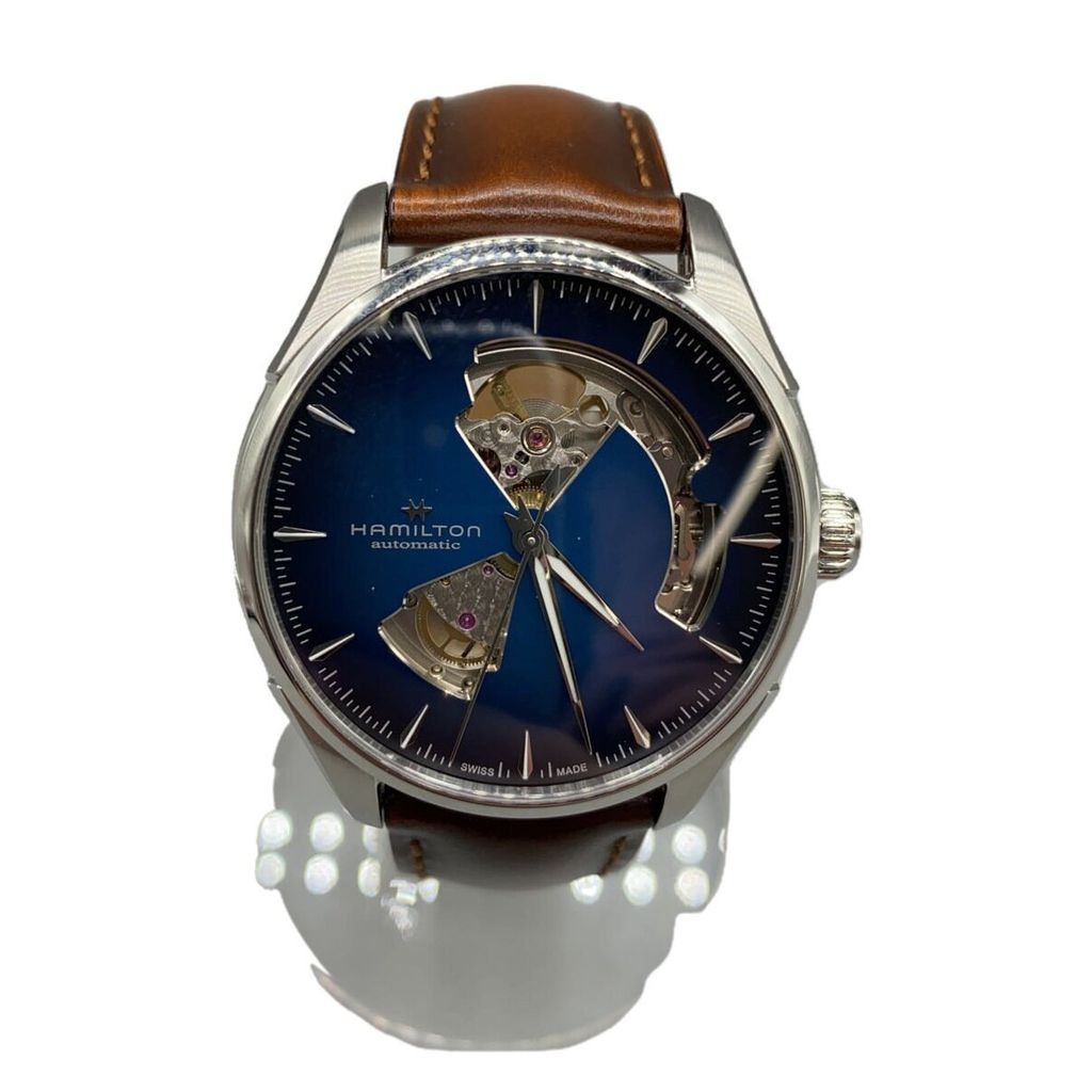 Hamilton(แฮมิลตัน) HAMILTON Men's Watch Jazzmaster Open Heart Automatic Analog Leather NVY BRW H3267