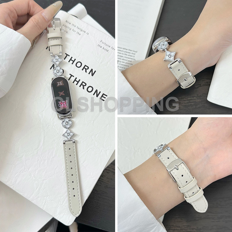 Luxury Lucky ดอกไม้สายหนังสําหรับ Xiaomi mi band 10 9 8 NFC สําหรับสมาร์ท band 9pro 8pro Redmi นาฬิก