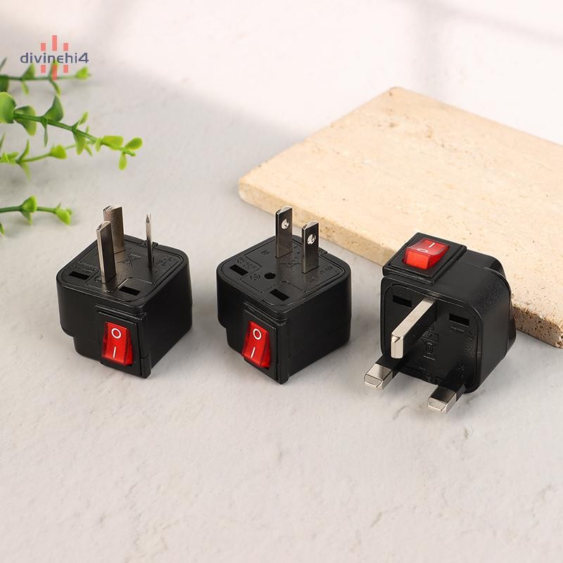 <divinehi4>Universal US UK EU AU Travel ปลั๊กไฟฟ้าอะแดปเตอร์ 10A/13A 250V ปลั๊กไฟพร้อมเปิด/ปิด