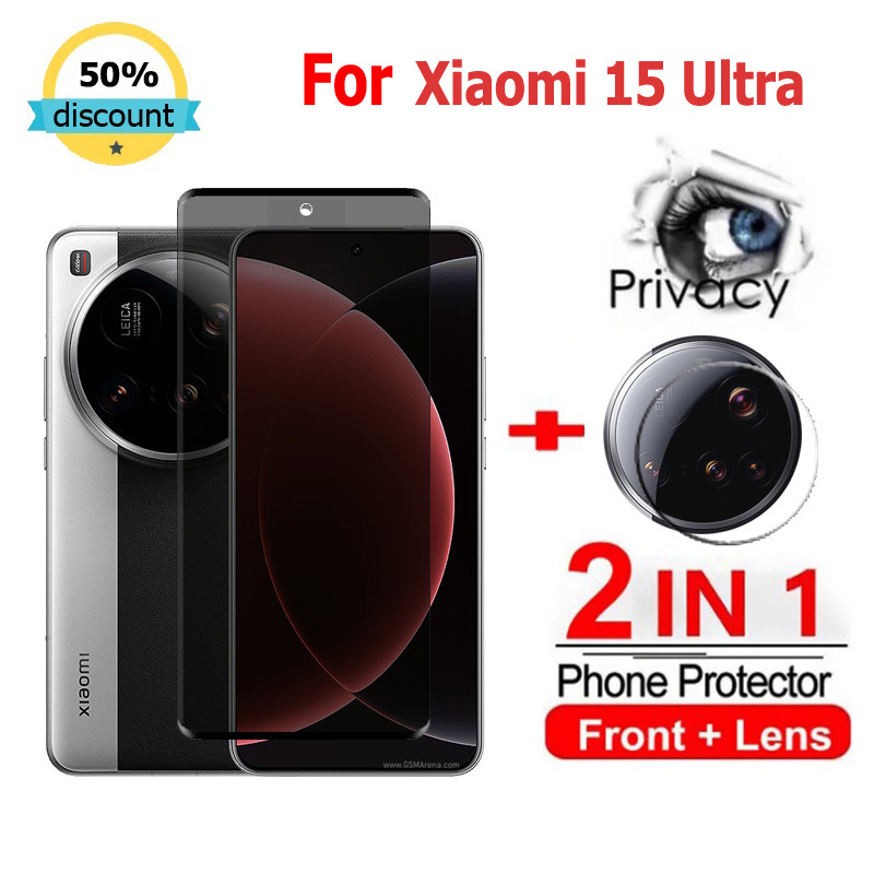 2 in 1 ฟิล์ม Xiaomi 15 Ultra ฟิล์มกระจกนิรภัยกันรอยหน้าจอ กันแอบมอง เพื่อความเป็นส่วนตัว สําหรับ Redmi 14C A3 A2 13C 12C Note 14 13 Pro Plus Xiaomi 15 14 Ultra Pro POCO X7 X6 C75 C65 M6 Pro 5G ฟิล์มกันรอย ฟิล์มกล้อง