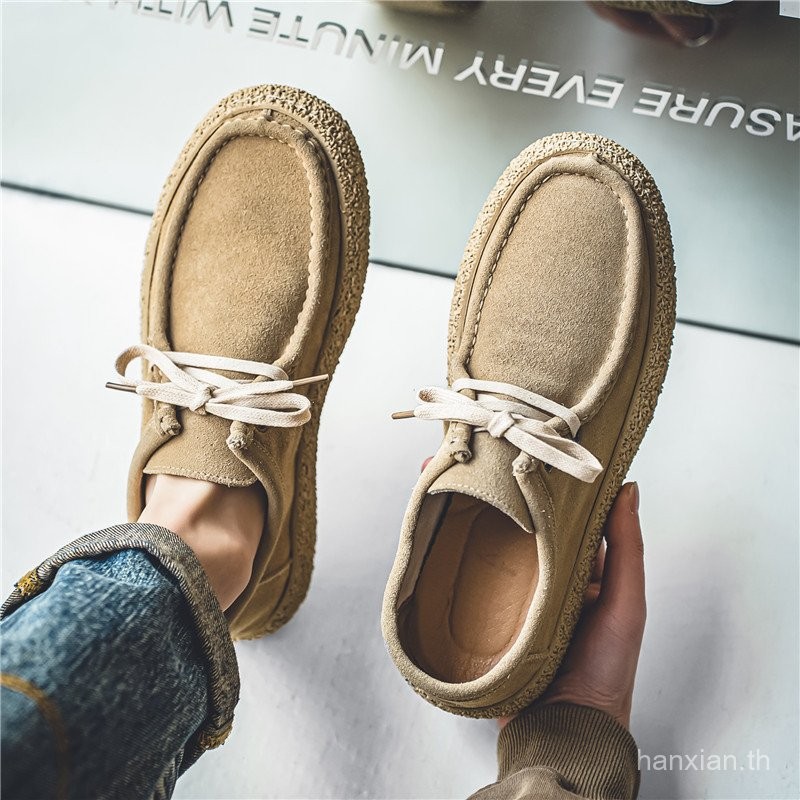 Men's Shoes2025Spring New Casual Leather Shoes Men's Sneakers Versatile Retro Trendy British Style Thick-Soled Work Shoes RU2Q