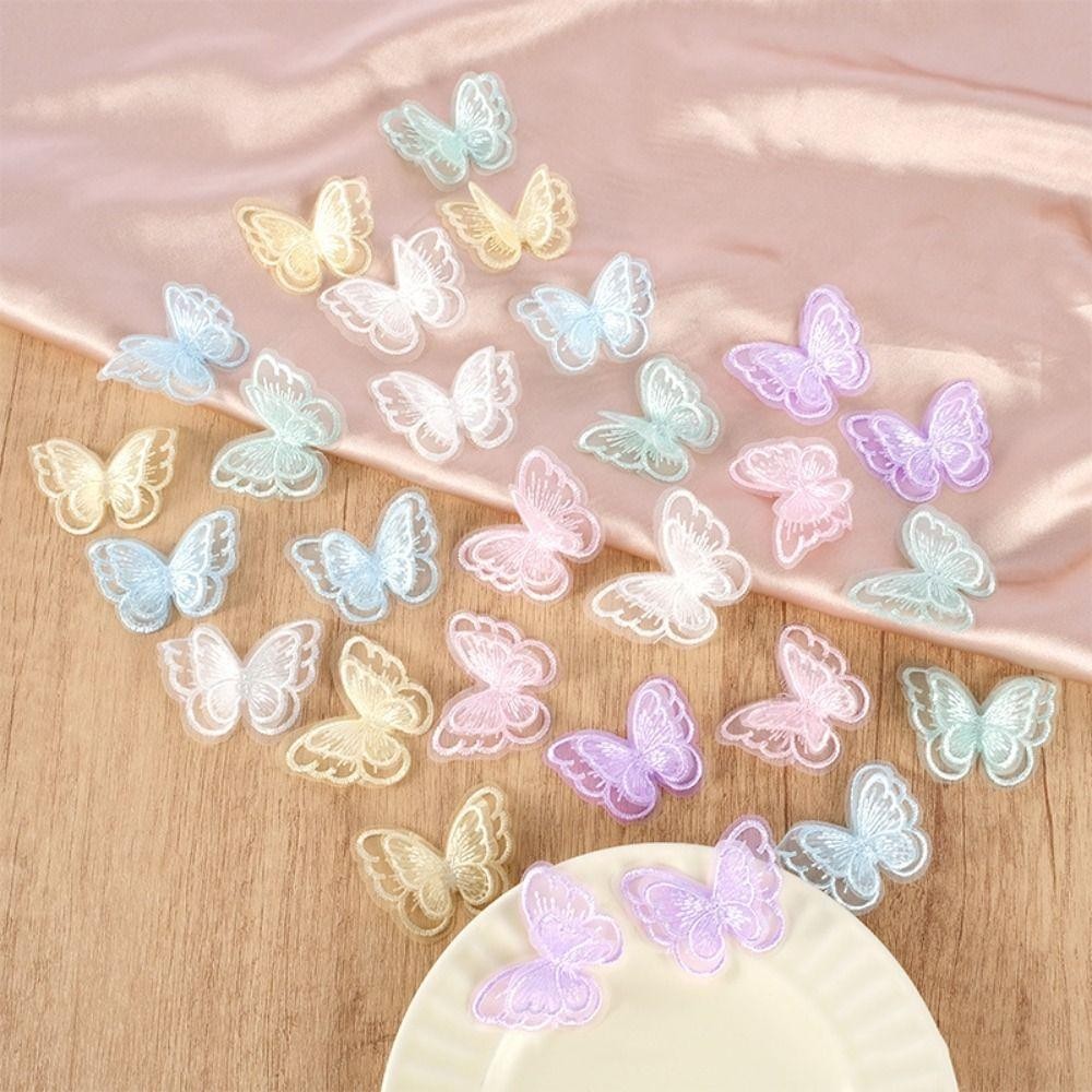 CAJA1 20 ชิ้นผีเสื้อ Appliques,โปร่งแสงสองชั้นชีฟองผีเสื้อ,แฟชั่น Handmade Dreamy เย็บหัตถกรรมตกแต่งเสื้อผ้าออกแบบวัสดุ ราคา ถูกที่สุด ดีลบีเคเค แกลเลอรีภาพที่ 7