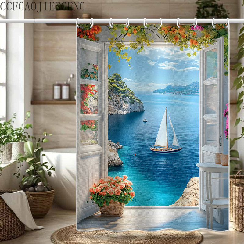 แนะนำ ผ้าม่าน ผ้าม่านอาบน้ำกันน้ำกันเชื้อราสำหรับห้องน้ำกลางแจ้ง ขายดี ผ้าม่านฉากกั้นแบบไม่ต้องเจาะ ราคาพิเศษ มีเก็บเงินปลายทาง