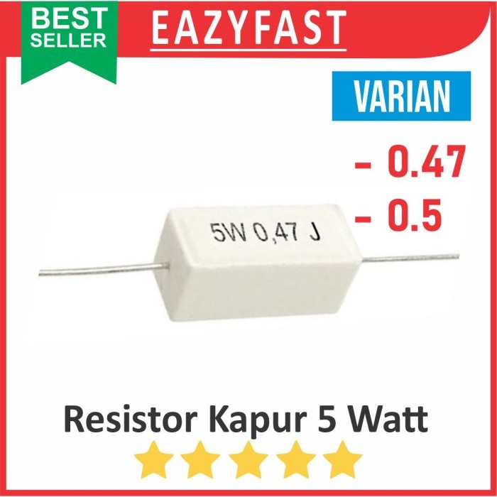 Resistor R Chalk Box 0.47 0.5 Ohm 5 W วัตต์ 5W เซรามิคเซรามิค 0.47R 0.5R